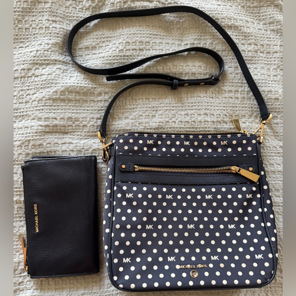 Michael Kors Navy Polka Dot Crossbody Bag